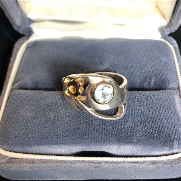 Jewelry - Silver ring with light blue stone size 6